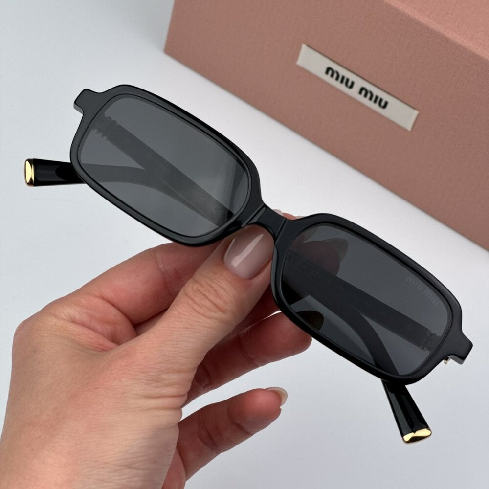 Miu Miu MU11ZSF 16K5S0 BRAND NEW Sunglasses Black Dark Grey Rectangle Unisex